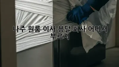 나주 원룸 이사, 용달 회사 어디서 부르지?